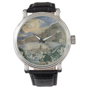 Mond über Barcelona von Walter Gramatte Armbanduhr