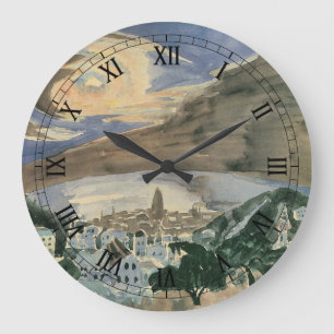 Mond über Barcelona von Walter Gramatte Große Wanduhr