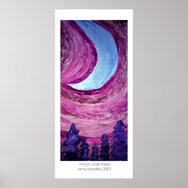 Mond über Bäumen Poster (Vorne)