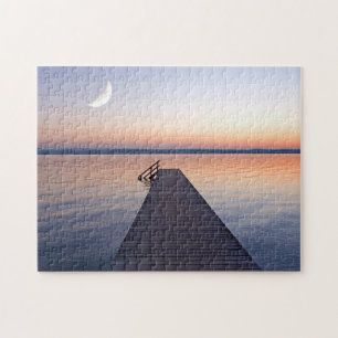 Mond über Buscharner Fußgängerbrücke Starnberger Puzzle