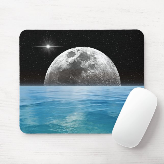 Mond über dem Ozean Mousepad (Mit Mouse)