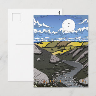 Mond über dem Tal Postkarte