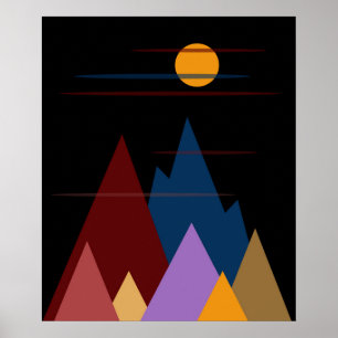Mond über den Bergen #2 Poster