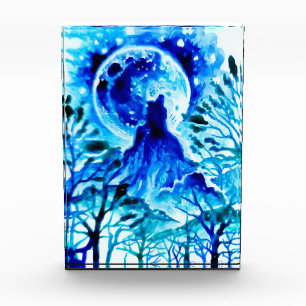 Mond über den Bergen und dem Wald   Fotoblock