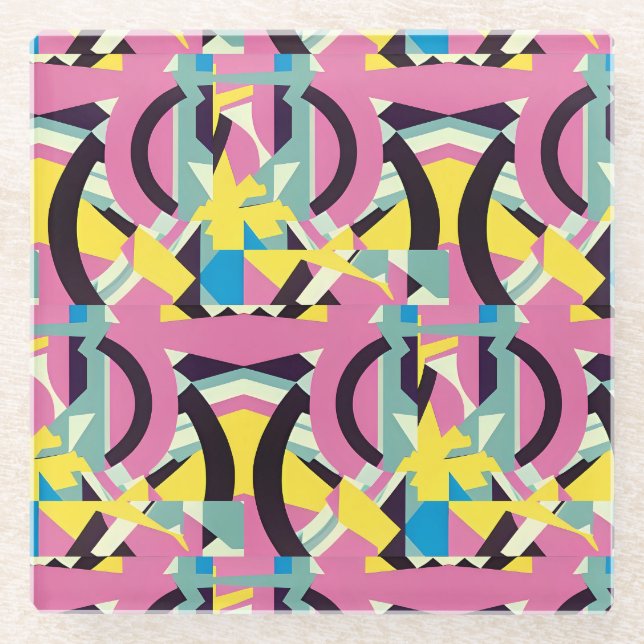 Mond über meinem Memphis Glasuntersetzer (Vorderseite)