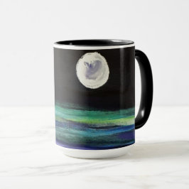 Mond über Wasser - Grafik - Schwarzes Tasse