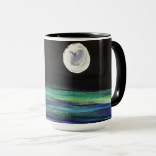 Mond über Wasser - Grafik - Schwarzes Tasse