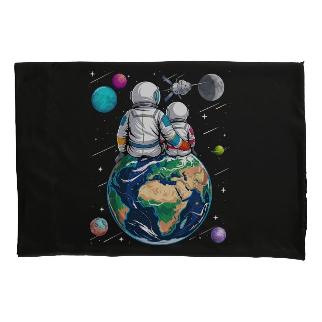 Mond und Astronaut Kissenbezug (Vorderseite)