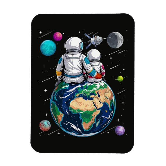 Mond und Astronaut Magnet (Vertikal)