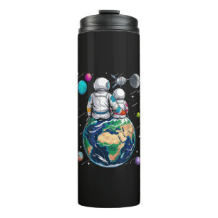 Mond und Astronaut Thermosbecher
