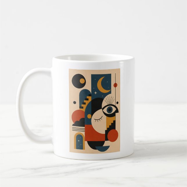Mond und Auge – Geometrisches Kunst-Mug Kaffeetasse (Links)