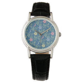 Mond und Blume Armbanduhr
