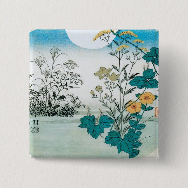 Mond und Blume Button (Vorderseite)