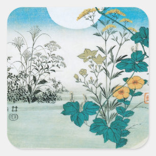 Mond und Blume Quadratischer Aufkleber