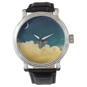 Mond und Cloudscape Armbanduhr