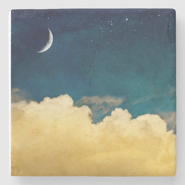 Mond und Cloudscape Steinuntersetzer (Vorderseite)