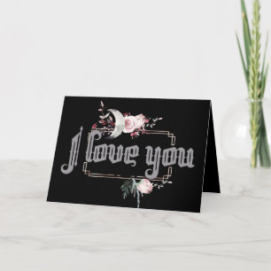 Mond-und des Raben-Aquarell-Valentinsgrußes Karte