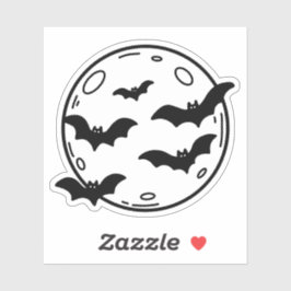 Mond- und Fledermausdoodle Aufkleber