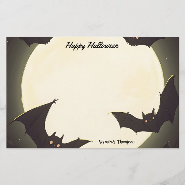 Mond und Fleet Happy Halloween Briefpapier (Vorderseite)