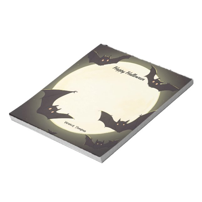 Mond und Fleet Happy Halloween Notizblock (Rotiert)