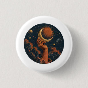 Mond-und-Hand-Himmelskollage Button