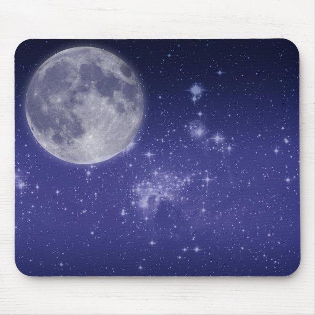 Mond und leuchtende Sterne Mousepad (Vorne)
