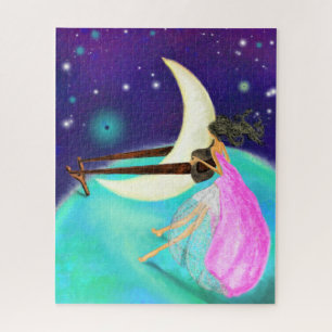 Mond und Mädchen Fantasy-Puzzle-Malerei Puzzle