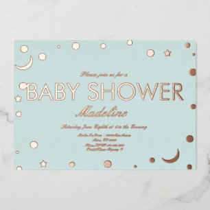 Mond und Punkte Konfetti Baby Shower geprägt Folieneinladung
