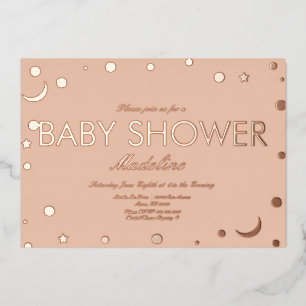 Mond und Punkte Konfetti Baby Shower geprägte Foli Folieneinladung