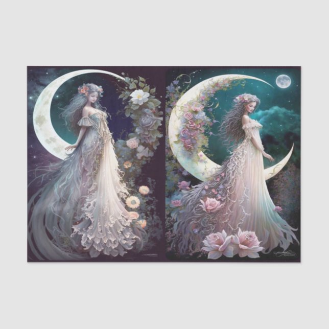 Mond und Rose Seidenpapier (Vorderseite)