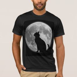 Mond und Schwarze Katze T-Shirt