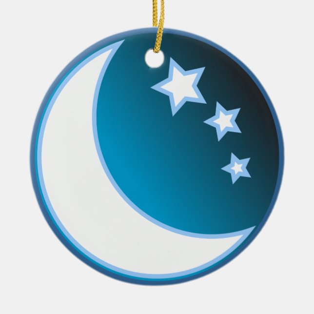 Mond und Stars Keramik Ornament (Vorne)