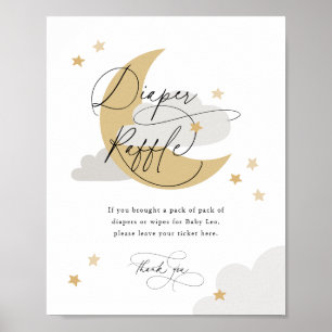 Mond und Stars Windelwindeln Schild Graue Babydusc