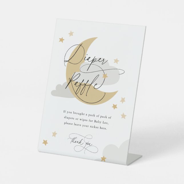 Mond und Stars Windelwindeln Schild Graue Babydusc (Vorderseite)