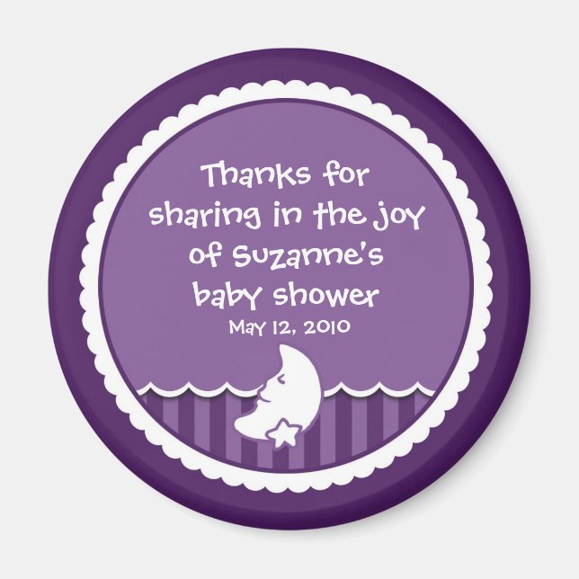 Mond und Stern (dunkel lila) Magnet (Vorne)