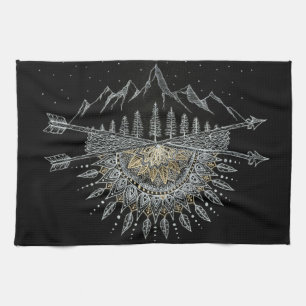 Mond-und Stern-Himmels-Gebirgszug-Mandala Küchentuch