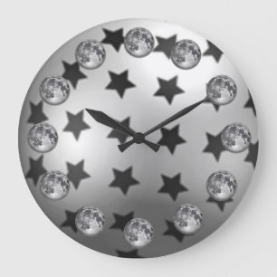 Mond- und Stern-Wanduhr Große Wanduhr