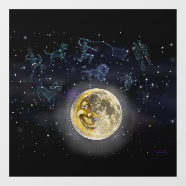 Mond und Sternbilder Fensteraufkleber (Blatt)