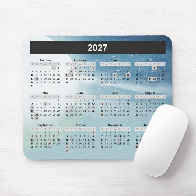Mond und Sterne 2027 Kalender  Mousepad (Mit Mouse)