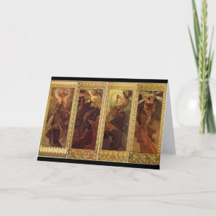 Mond und Sterne - Alfons Mucha Karte