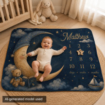 Mond und Sterne Baby-Meilenstein-Decke