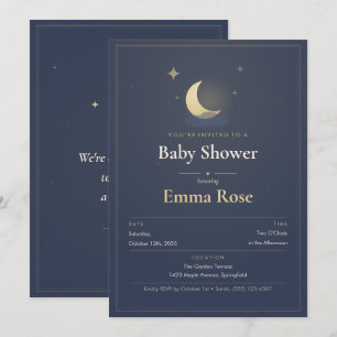 Mond und Sterne Baby Shower Einladung, Staubig Nav