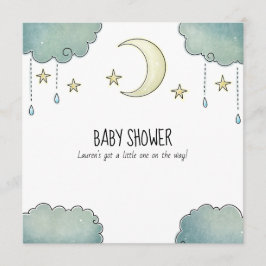 Mond und Sterne Babydusche Einladung
