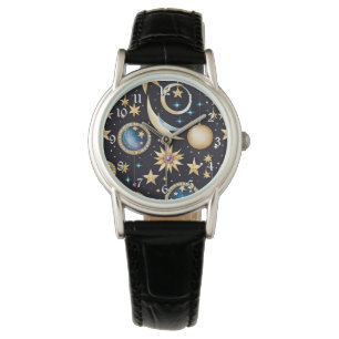 Mond und Sterne Celestial Armbanduhr