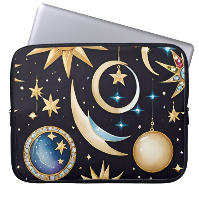 Mond und Sterne Celestial Laptopschutzhülle (Vorderseite)