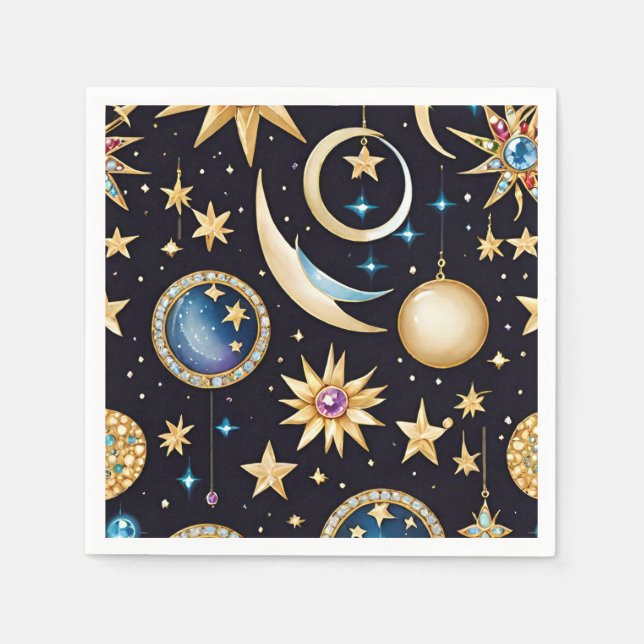 Mond und Sterne Celestial Serviette (Vorderseite)