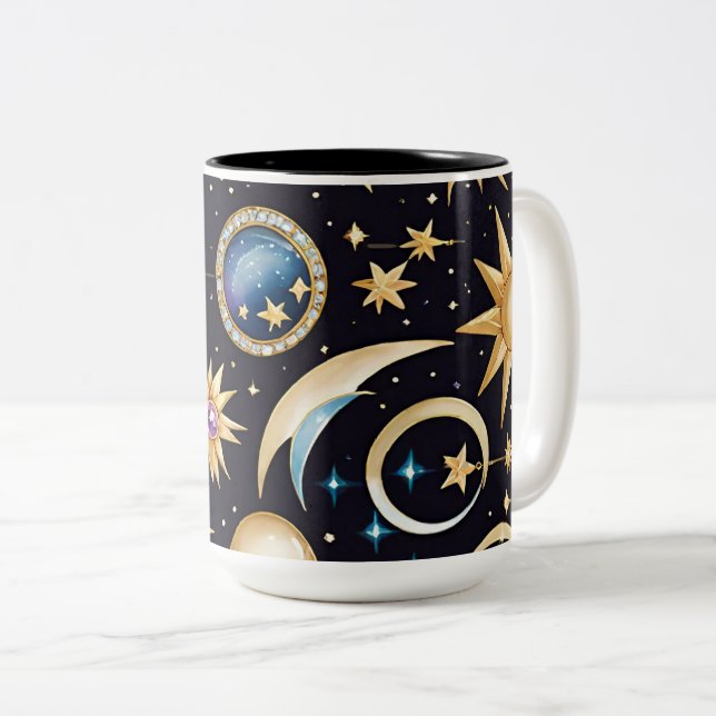 Mond und Sterne Celestial Zweifarbige Tasse (VorderseiteRechts)