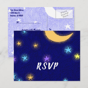 Mond und Sterne Etching Benutzerdefinierte Party R Postkarte