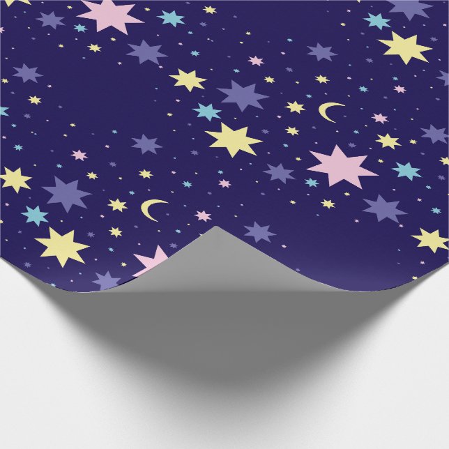 Mond und Sterne. Geschenkpapier (Ecke)