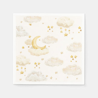 Mond und Sterne Gold Traumhimmel Baby Shower Serviette